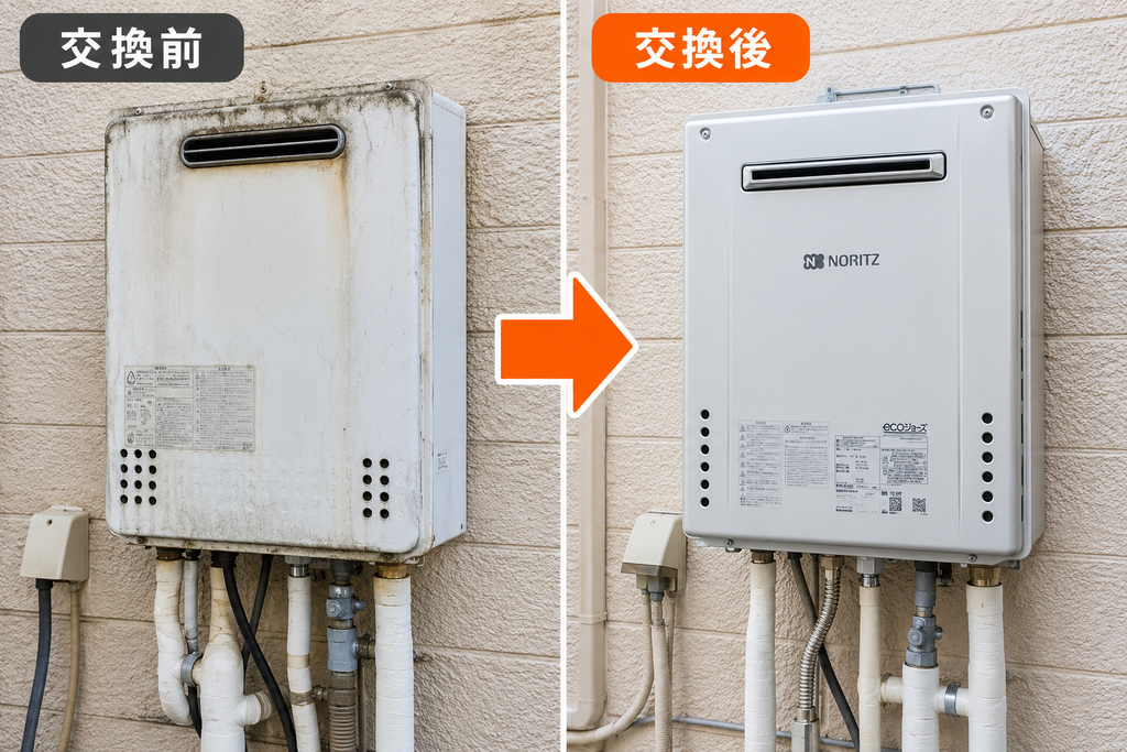 給湯器の交換前と交換後