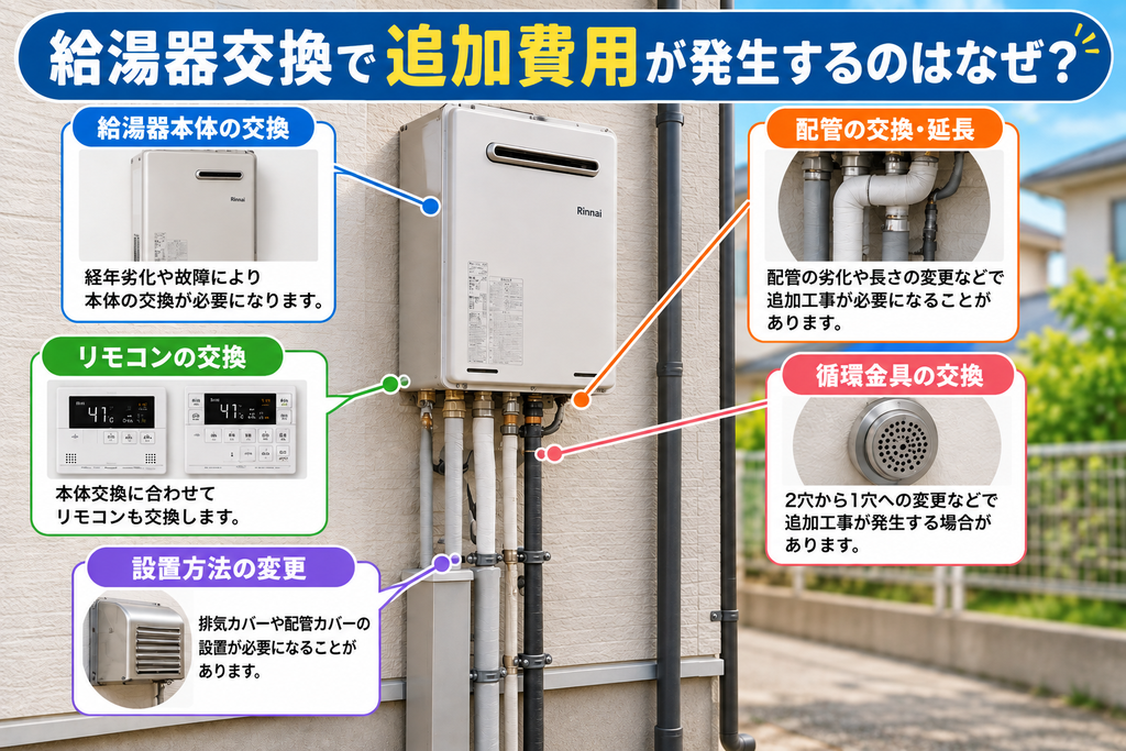 給湯器交換工事の追加費用
